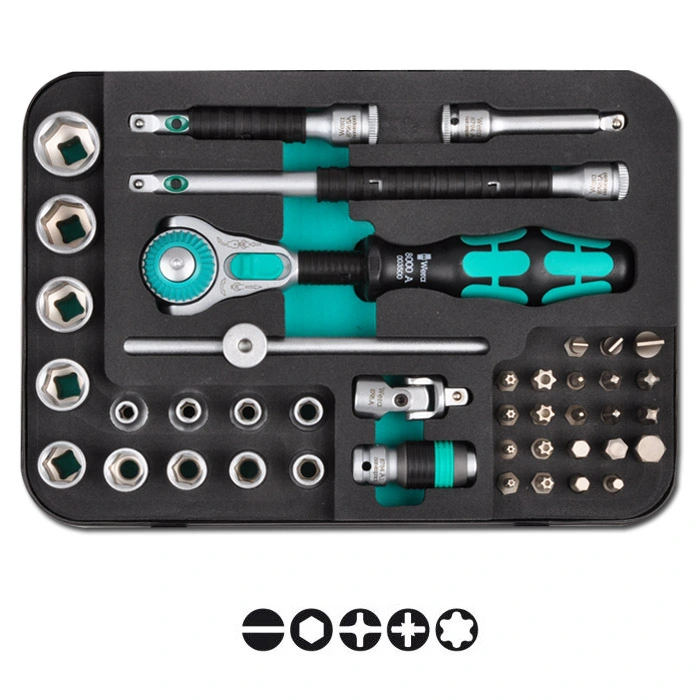 Socket Sett - 1/4 "- Kromvanadiumstål - 42 Stk - Wera 3 Socket Sett - 1/4 "- Kromvanadiumstål - 42 Stk - Wera