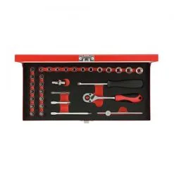 Gedore Red GEDORE Rødt Sokkel Sett - Krom Vanadium Stål - 1/4 Tommer - I Metallboks - 32 Stk