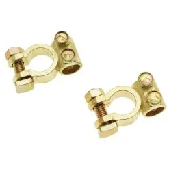 `BGS Batteri Rundpolklemmen Set - Brass - 1x Plusspol Og 1x Negativ-runde Klipp