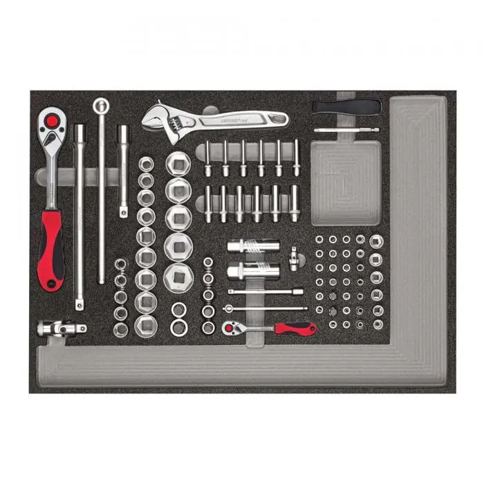 GEDORE Red Socket Sett - 1/4 Tommer Og 1/2 Tommer - Tilbehør I Skummodul - 84 Stk 3 GEDORE Red Socket Sett - 1/4 Tommer Og 1/2 Tommer - Tilbehør I Skummodul - 84 Stk